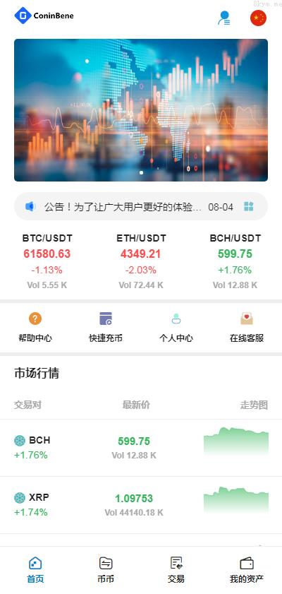 多语言交易所 Bbank交易所 C2C法币交易 USDT秒合约 前端vue全开源
